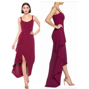 Dress The Population Cora Ruffle Slit Gown Large